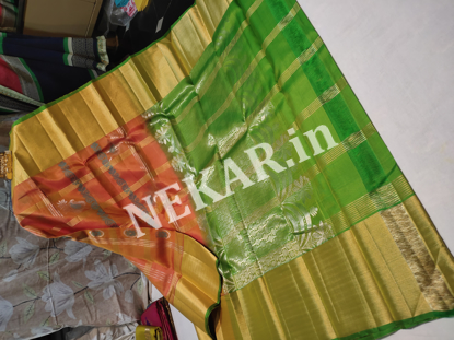 Picture of Honey and Parrot Green Uppada Soft Silk Saree