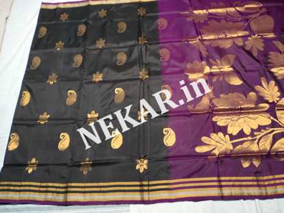 Picture of Black and Purple Soft Silk Saree