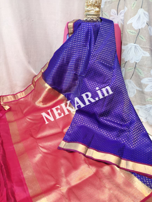 Picture of Blue and Pink Banaras Silk Saree