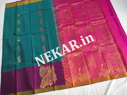 Picture of Blue and Pink Uppada Soft Silk Saree