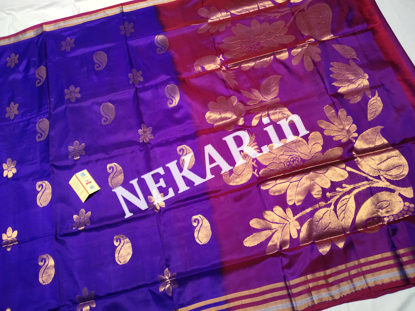 Picture of Blue and Purple Soft Silk Saree