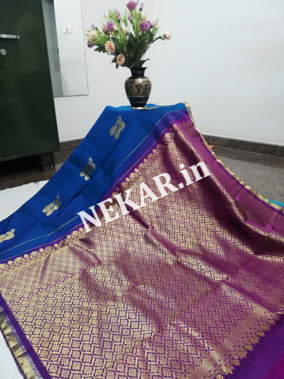 Pure handloom soft silk kolam designed borderless saree – www.vannamayil.com