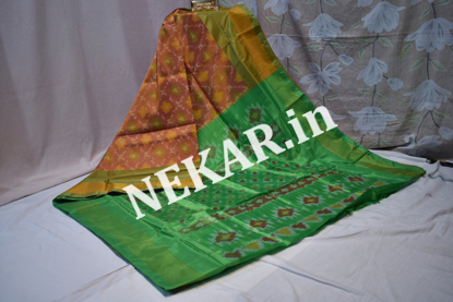 Picture of Burgundy and Green Pochampalli Uppada Soft Silk Saree