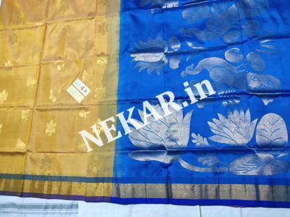 Picture of Cream and Blue Soft Silk Saree