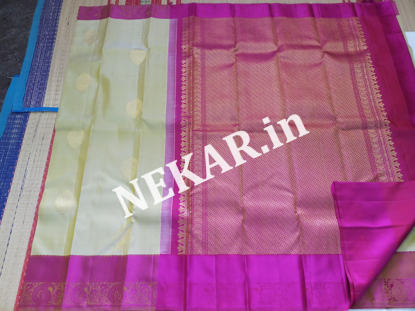 Picture of Half White and Pink Double Warp Wedding Silk Saree