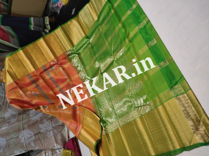 Picture of Honey and Parrot Green Uppada Soft Silk Saree