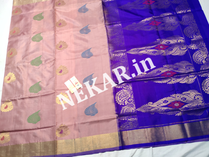 Picture of Light Pink and Blue Soft Silk Saree