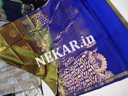 Picture of Mehandi Green and Blue Uppada Soft Silk Saree