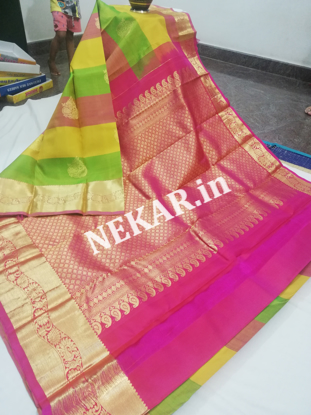 Picture of Multi-Colour and Pink Double Warp Wedding Silk Saree