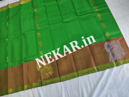 Picture of Parrot Green and Pink Uppada Soft Silk Saree