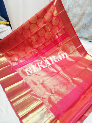 Picture of Pink Zari Bridal Kancheepuram Handloom Silk Saree