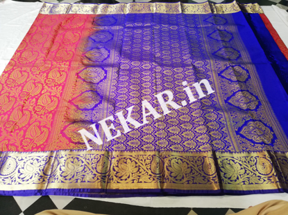 Picture of Pink and Blue Brocade Reception Saree