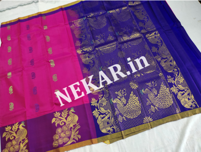 Picture of Pink and Blue Uppada Soft Silk Saree