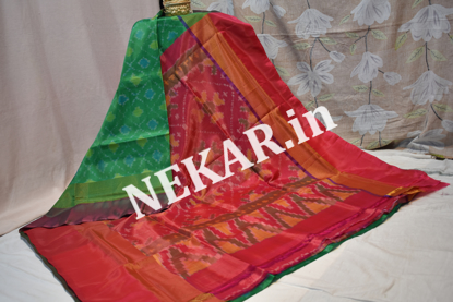 Picture of Pochampalli Uppada Green and Red Uppada Soft Silk Saree