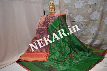 Picture of purple and Green Pochampalli Uppada Soft Silk Saree