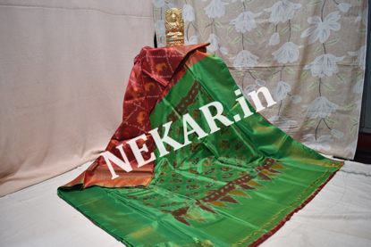 Picture of Red and Green Pochampalli UppadaSoft Silk Saree